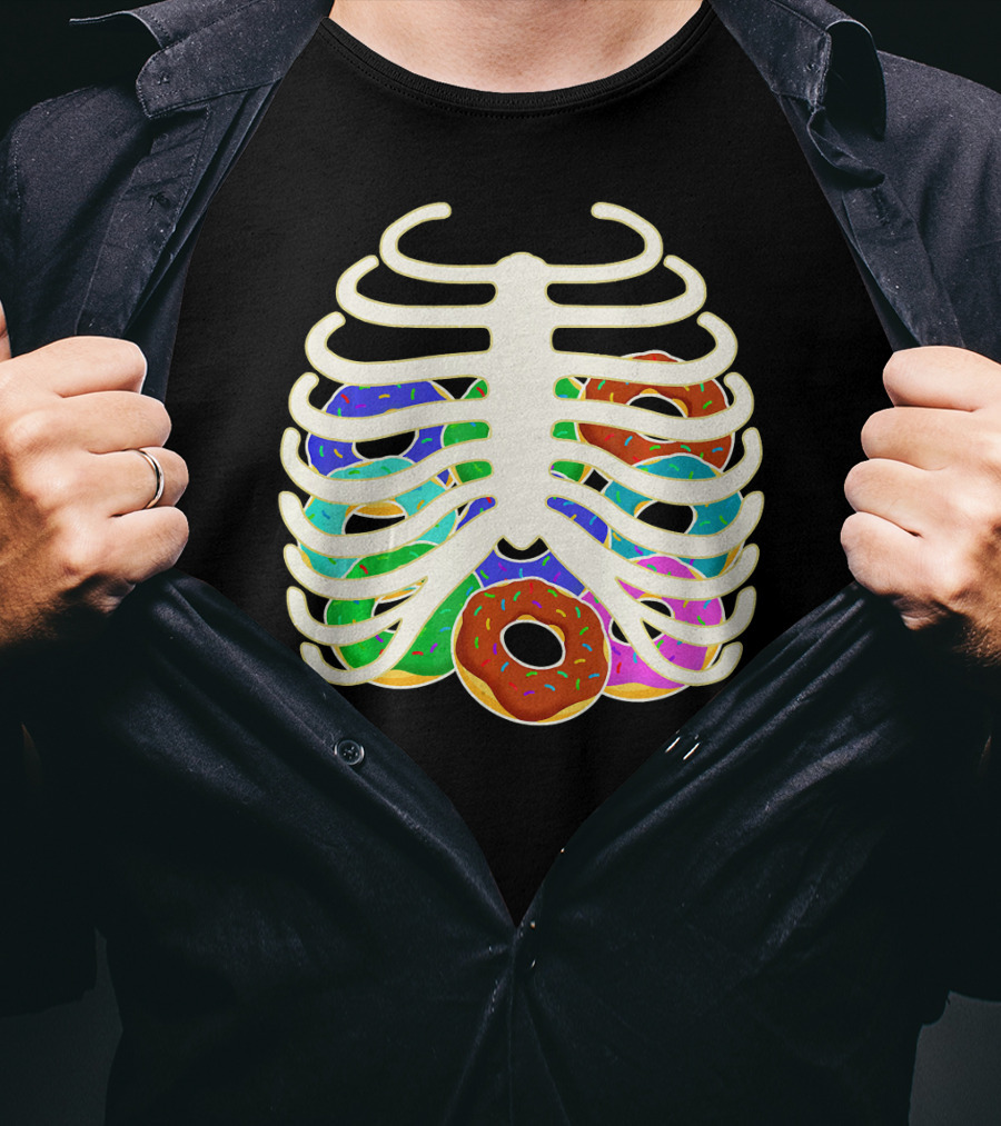 Halloween Food Costume Rib Cage Skeleton Donuts T-Shirt