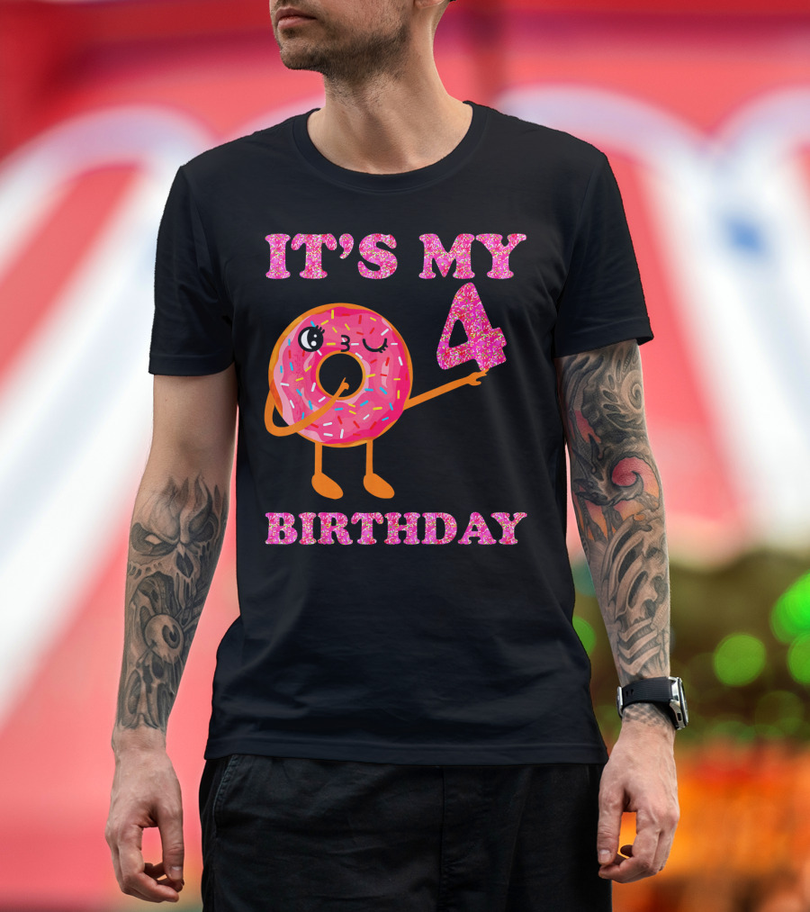 It's My 4 Birthday Fun Kids Sweet Donut T-Shirt
