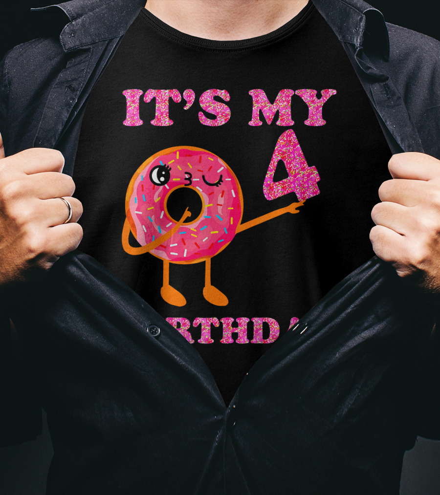 It's My 4 Birthday Fun Kids Sweet Donut T-Shirt