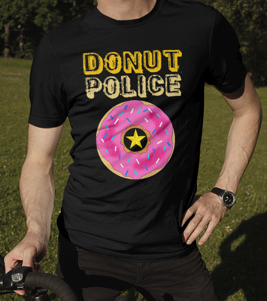 Donut Police Funny Doughnut Lovers And Pink Sprinkled Star Badge T-Shirt