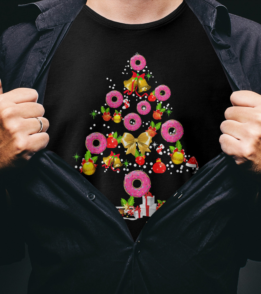 Donut Christmas Tree Merry Costume Featuring Festive Funny Holiday Elements T-Shirt