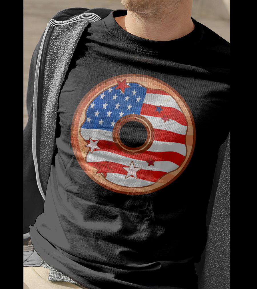 American Flag Donut USA Patriotic Doughnut T-Shirt