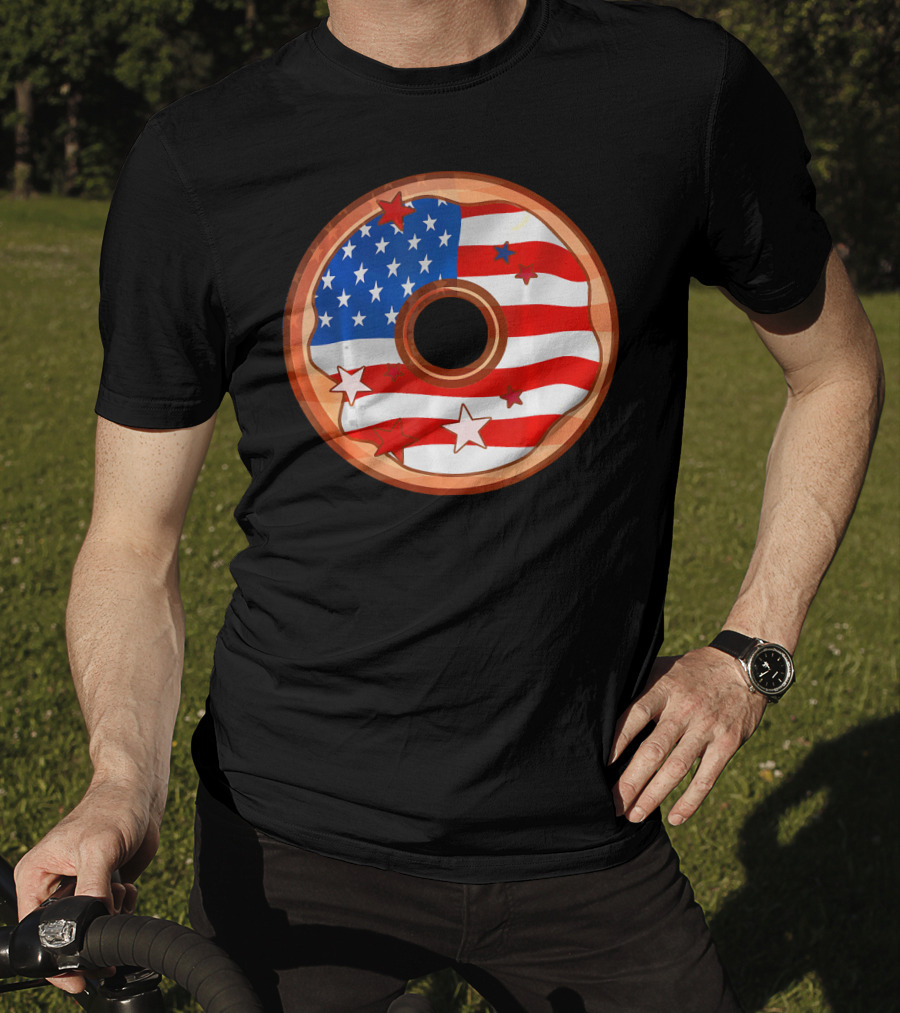 American Flag Donut USA Patriotic Doughnut T-Shirt