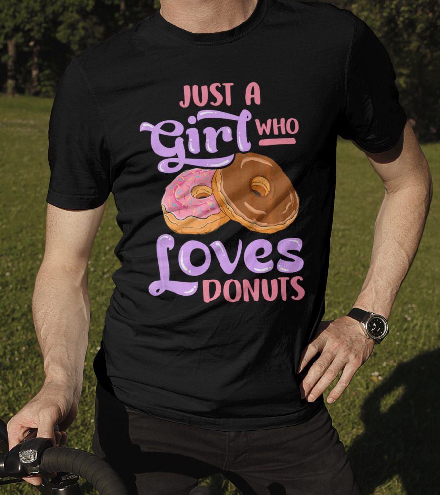 Just A Girl Who Loves Donuts Pink And Chocolate Dougnuts T-Shirt