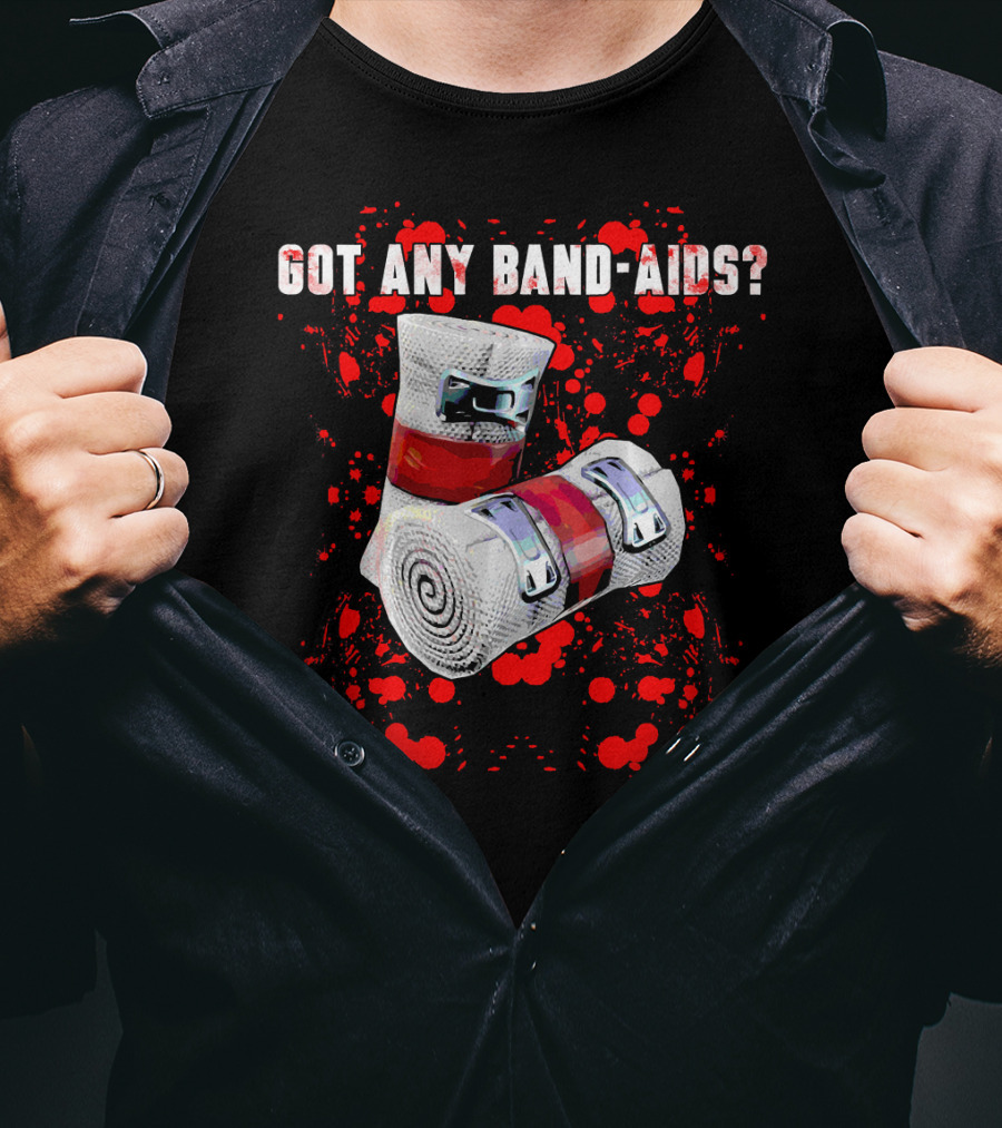 Got Any Band-Aids Dark Color Graphic With Bandage And Red Splatter T-Shirt