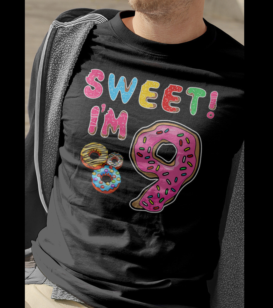 Sweet I'm 9 With Colorful Donuts T-Shirt