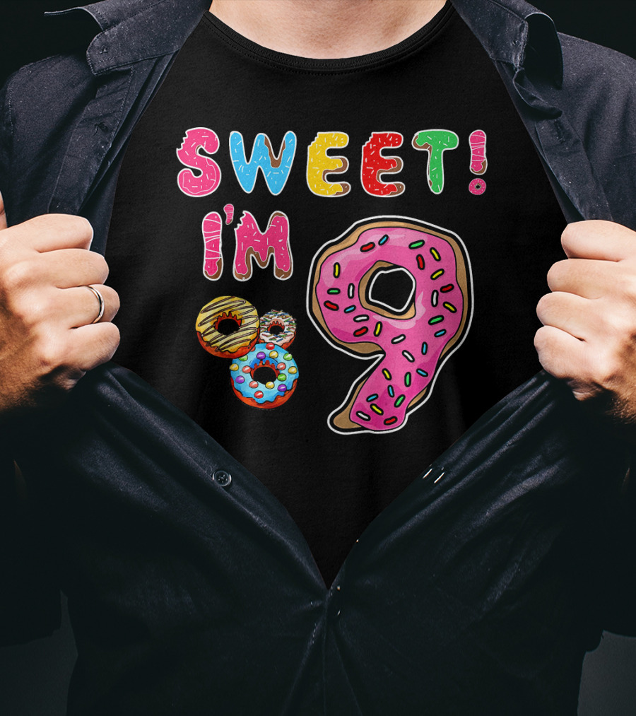 Sweet I'm 9 With Colorful Donuts T-Shirt