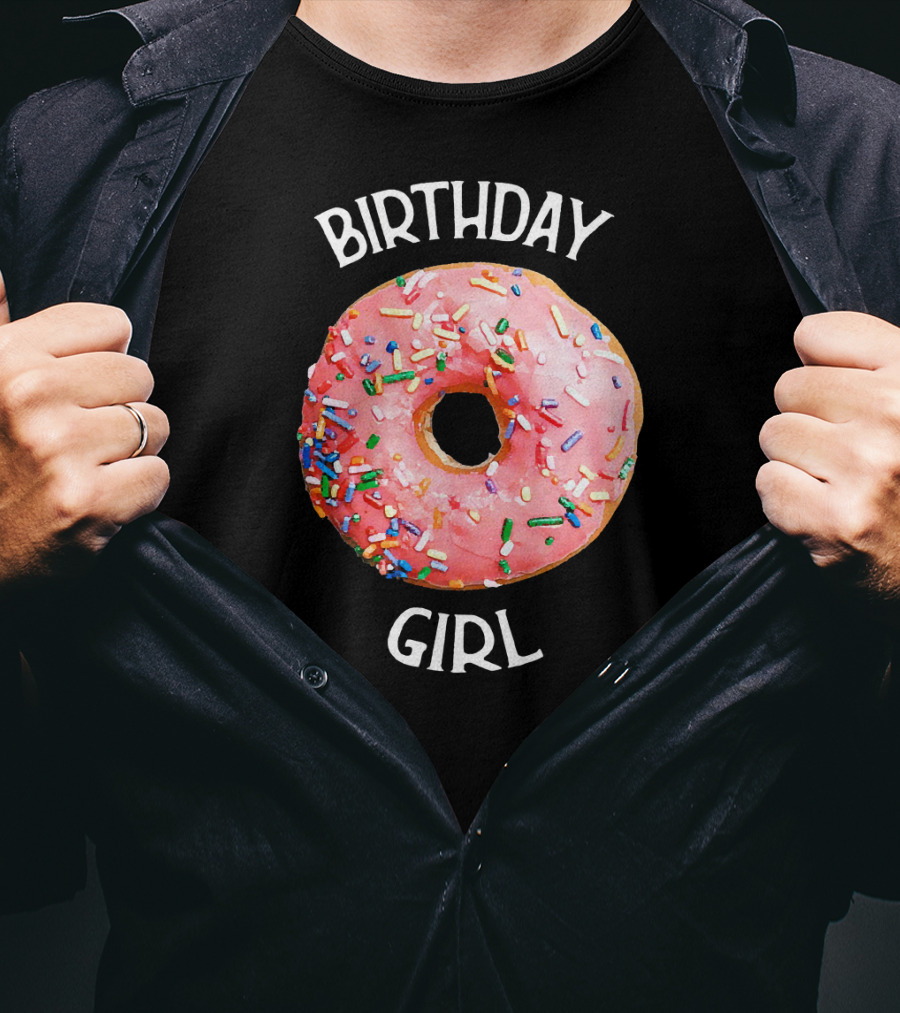 Birthday Girl Donut With Pink Icing And Rainbow Sprinkles T-Shirt