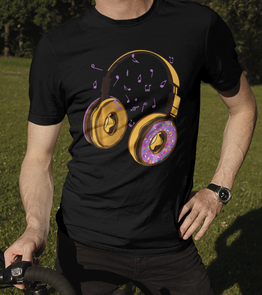 Headphones Donuts With Music Notes Fun T-Shirt
