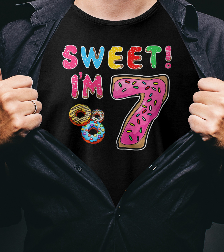 Sweet I'm 7 Donut Birthday T-Shirt
