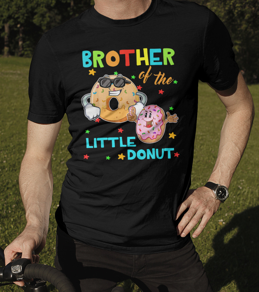 Brother Of The Little Donut With Colorful Stars And Happy Characters T-Shirt