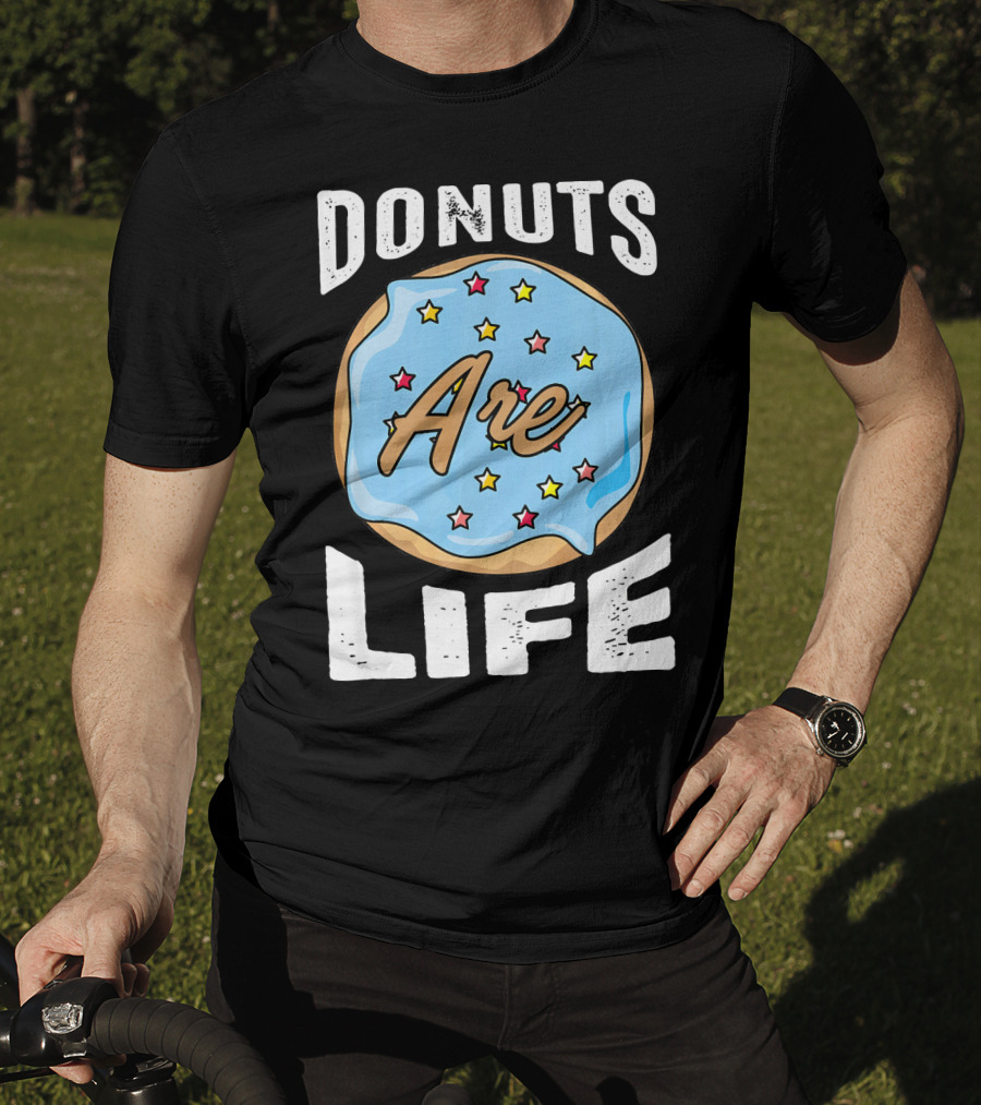 Donuts Are Life Blue Frosted Donut With Stars T-Shirt