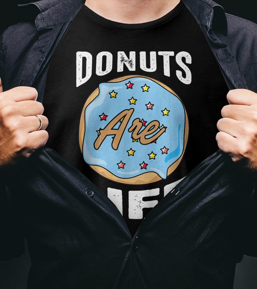 Donuts Are Life Blue Frosted Donut With Stars T-Shirt