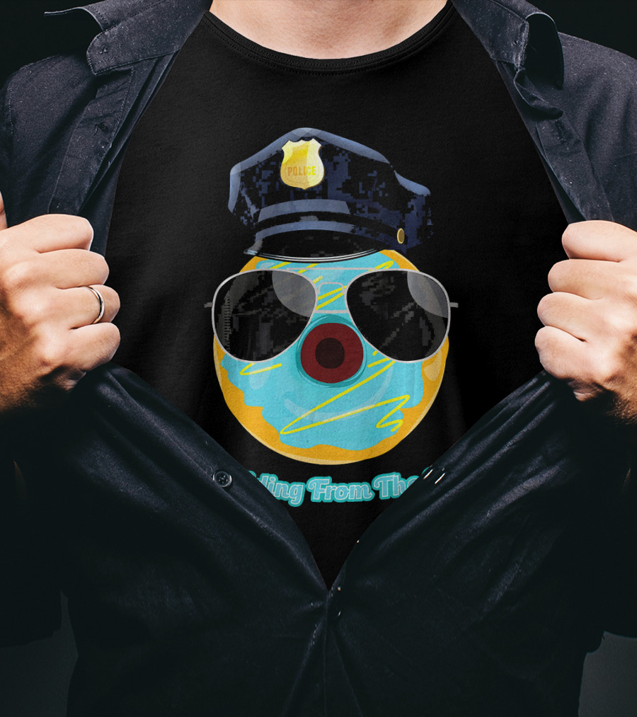 I'm Hiding From The Cops Funny Donut Police Hat Sunglasses T-Shirt