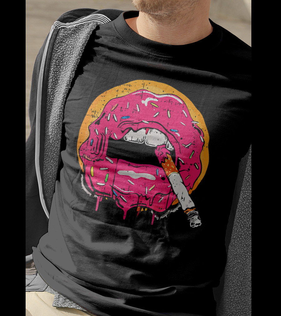 Donut Lips Cigarette Cool Sweet Doughnut T-Shirt
