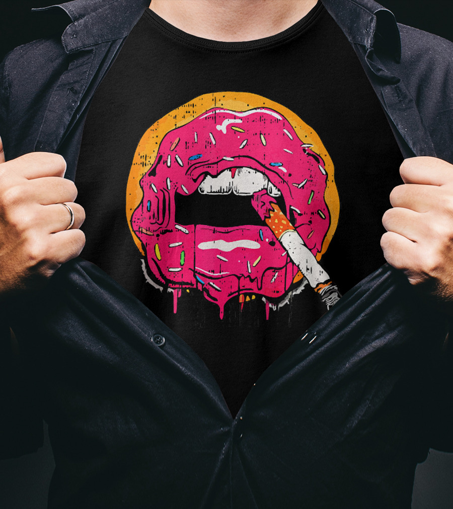 Donut Lips Cigarette Cool Sweet Doughnut T-Shirt