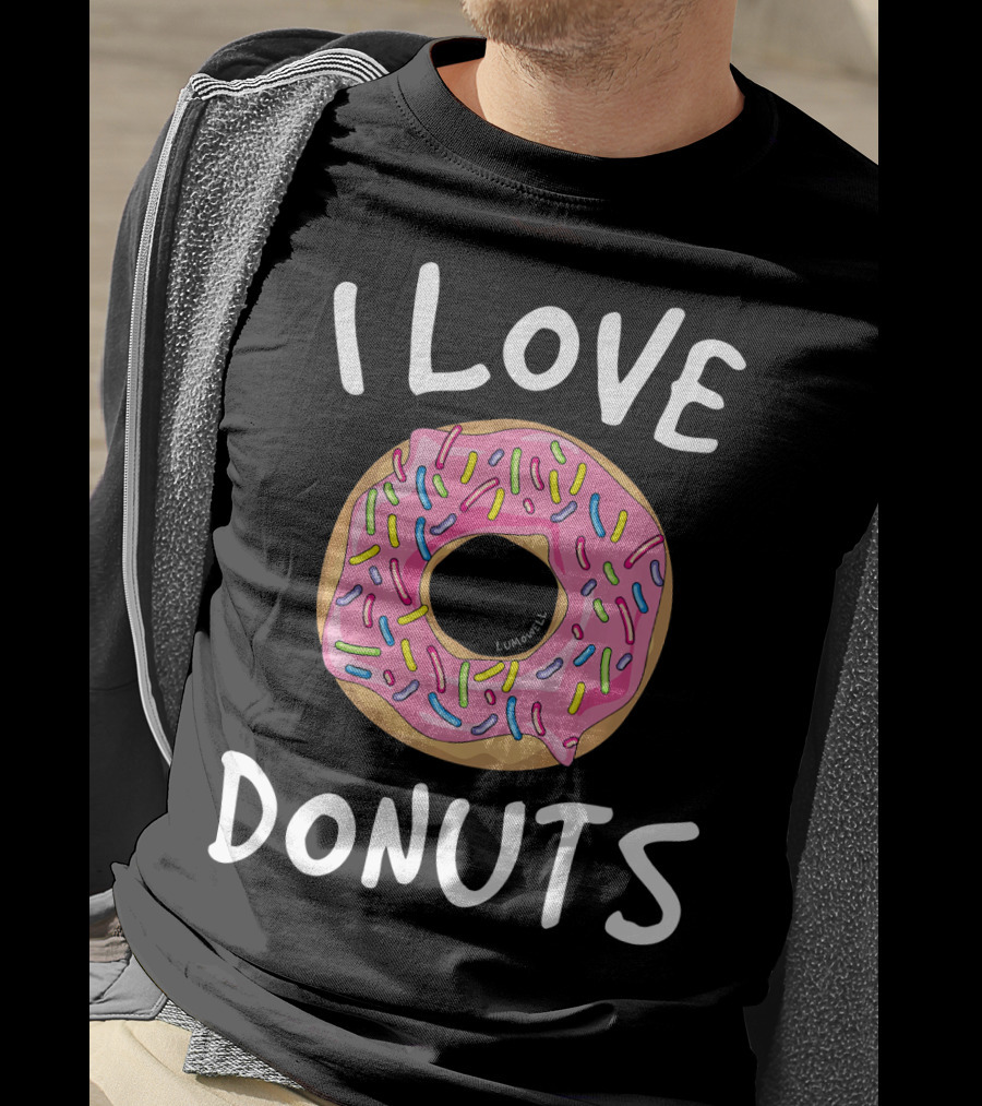I Love Donuts Pink Sprinkles Funny Donut T-Shirt