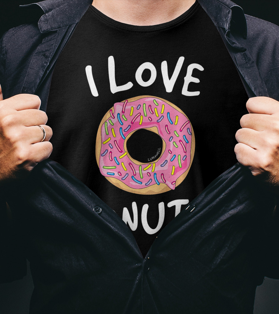 I Love Donuts Pink Sprinkles Funny Donut T-Shirt