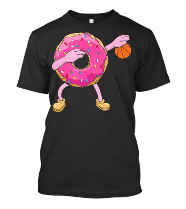 Dabbing Donut Donut Dab Basketball With Sprinkles And Pink Frosting T-Shirt