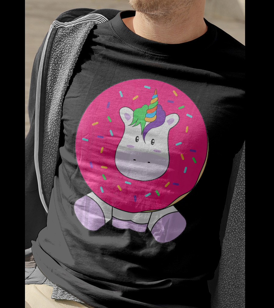 Kawaii Unicorn Donut With Sprinkles Cute Girly T-Shirt