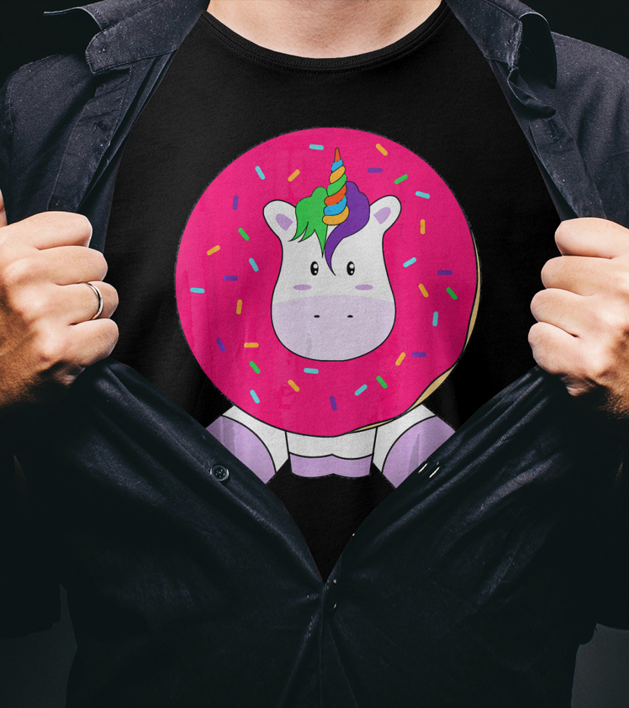 Kawaii Unicorn Donut With Sprinkles Cute Girly T-Shirt
