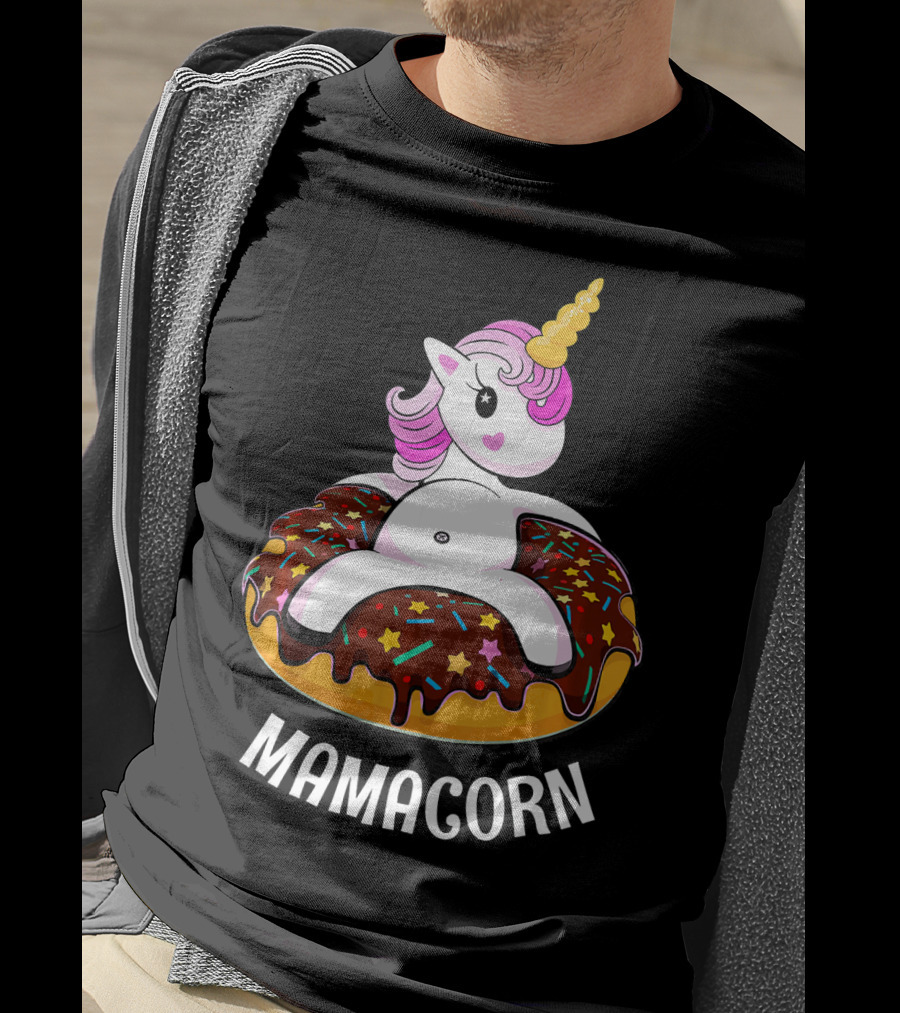 Mamacorn Unicorn Donut With Sprinkles And Stars T-Shirt