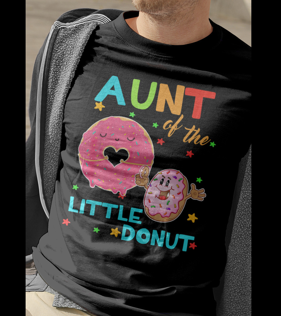 Aunt Of The Little Donut Birthday Colorful Star Sprinkles T-Shirt