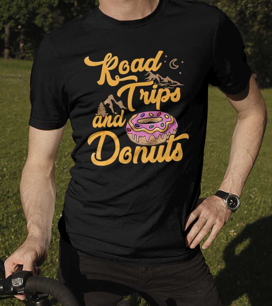 Road Trips And Donuts Mountain Night Moon T-Shirt