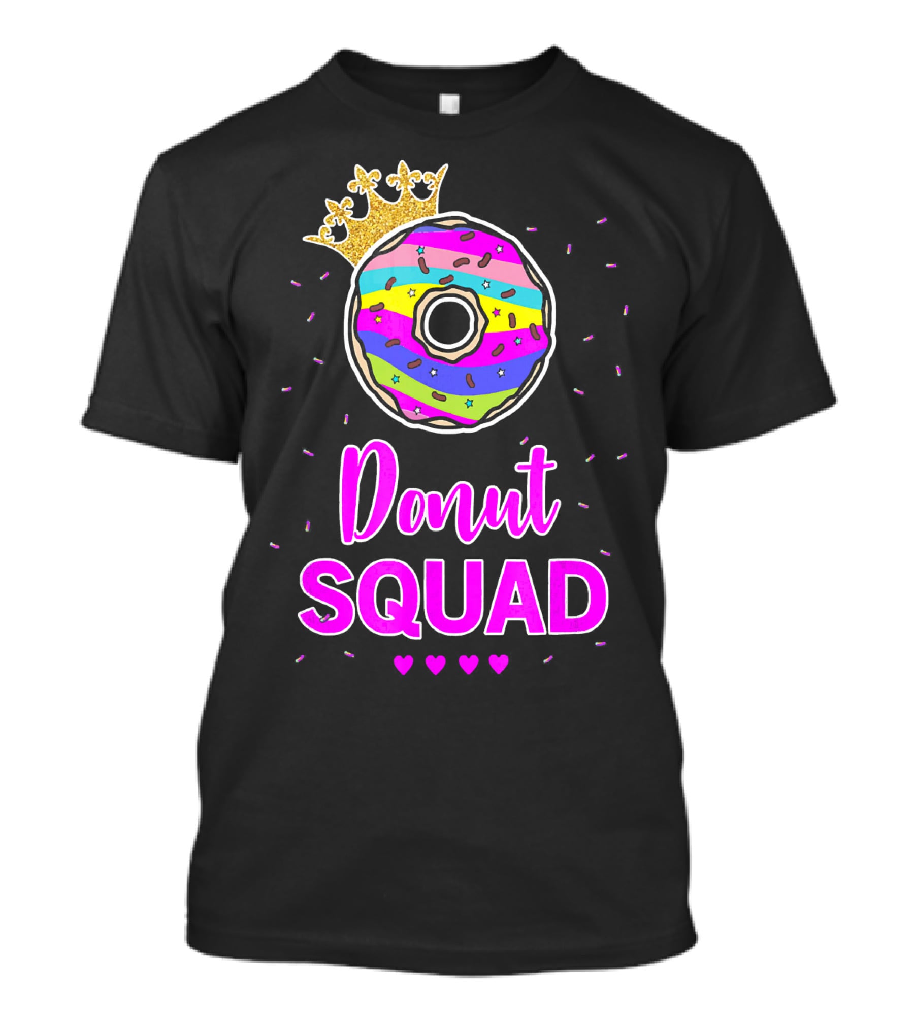 Donut Squad Birthday Girl With Crown And Hearts T-Shirt