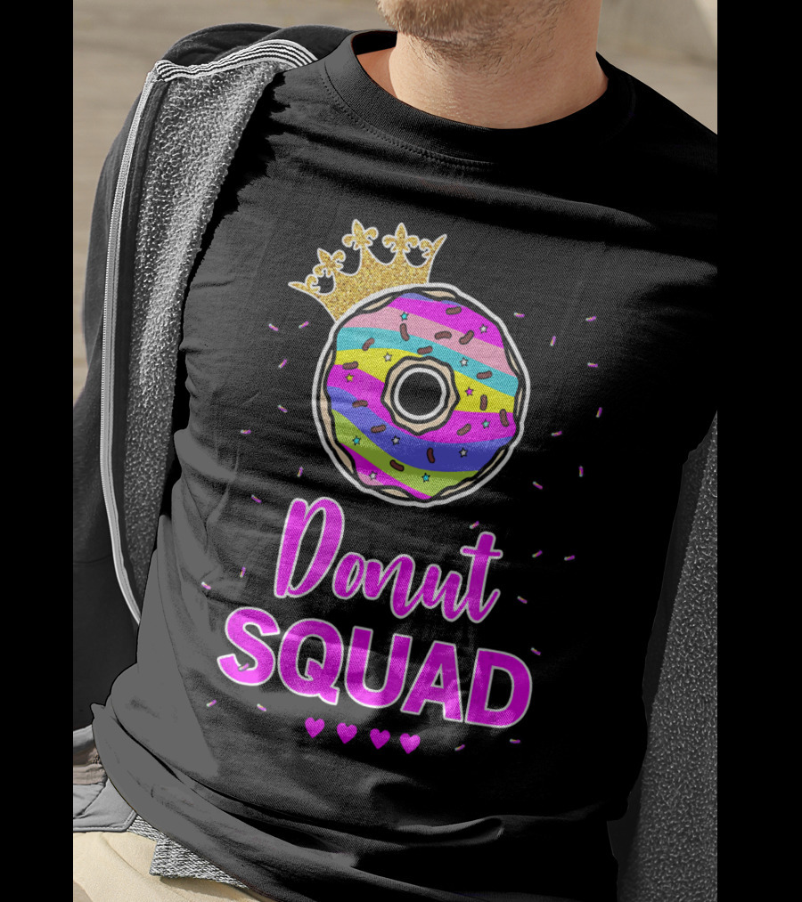 Donut Squad Birthday Girl With Crown And Hearts T-Shirt