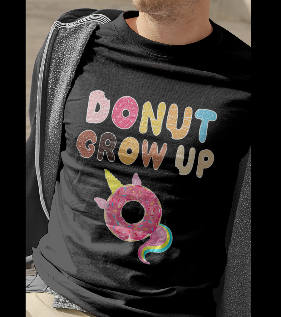 Donut Grow Up Kids Funny Unicorn Donut Lover T-Shirt