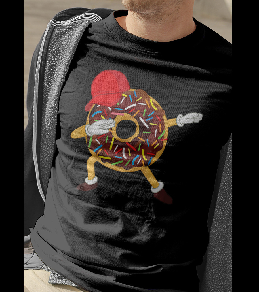 Dabbing Chocolate Sprinkles Donut With Red Hat T-Shirt