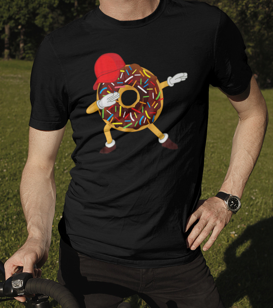 Dabbing Chocolate Sprinkles Donut With Red Hat T-Shirt