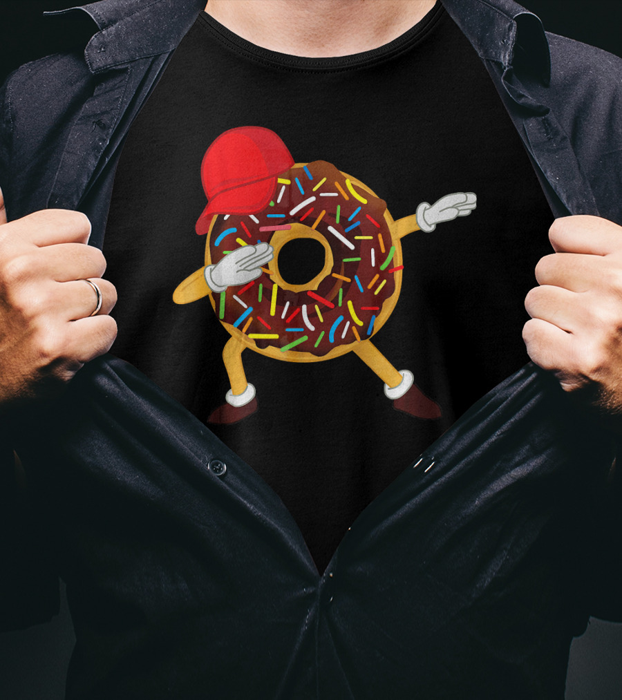 Dabbing Chocolate Sprinkles Donut With Red Hat T-Shirt