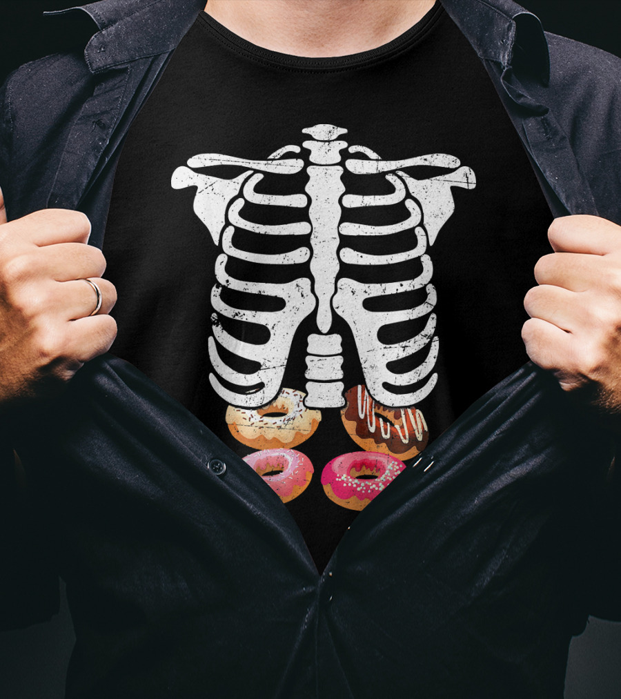 Skeleton Pregnancy Donut X Ray Ribcage Treats T-Shirt