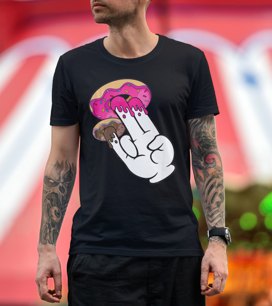 Funny Donuts with the Shocker Hand Gesture and Sprinkled Frosting T-Shirt