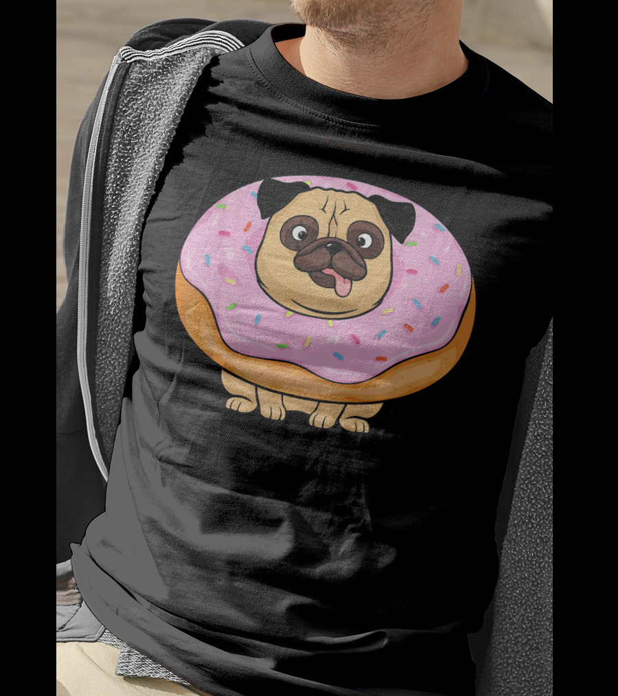 Cute Doughnut Pug Wearing A Donut Costume Sprinkles T-Shirt