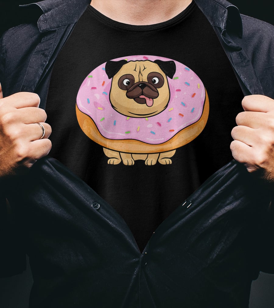 Cute Doughnut Pug Wearing A Donut Costume Sprinkles T-Shirt