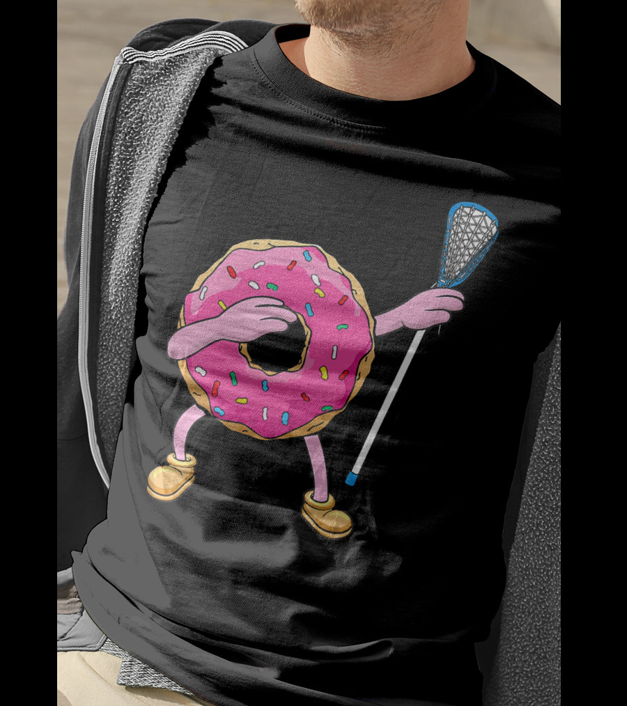 Dabbing Donut Playing Lacrosse With Sprinkles T-Shirt