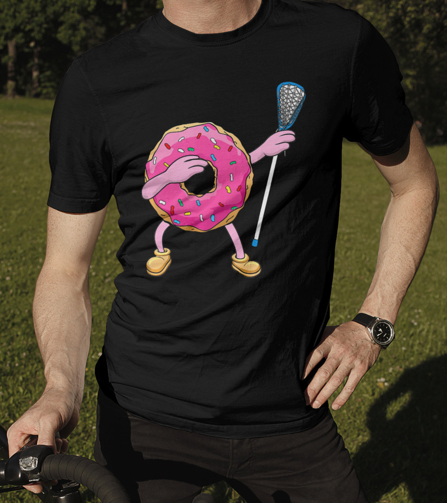 Dabbing Donut Playing Lacrosse With Sprinkles T-Shirt
