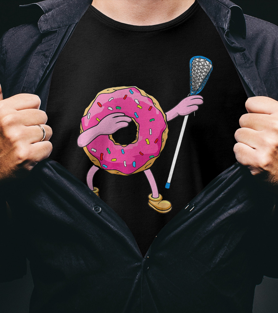 Dabbing Donut Playing Lacrosse With Sprinkles T-Shirt