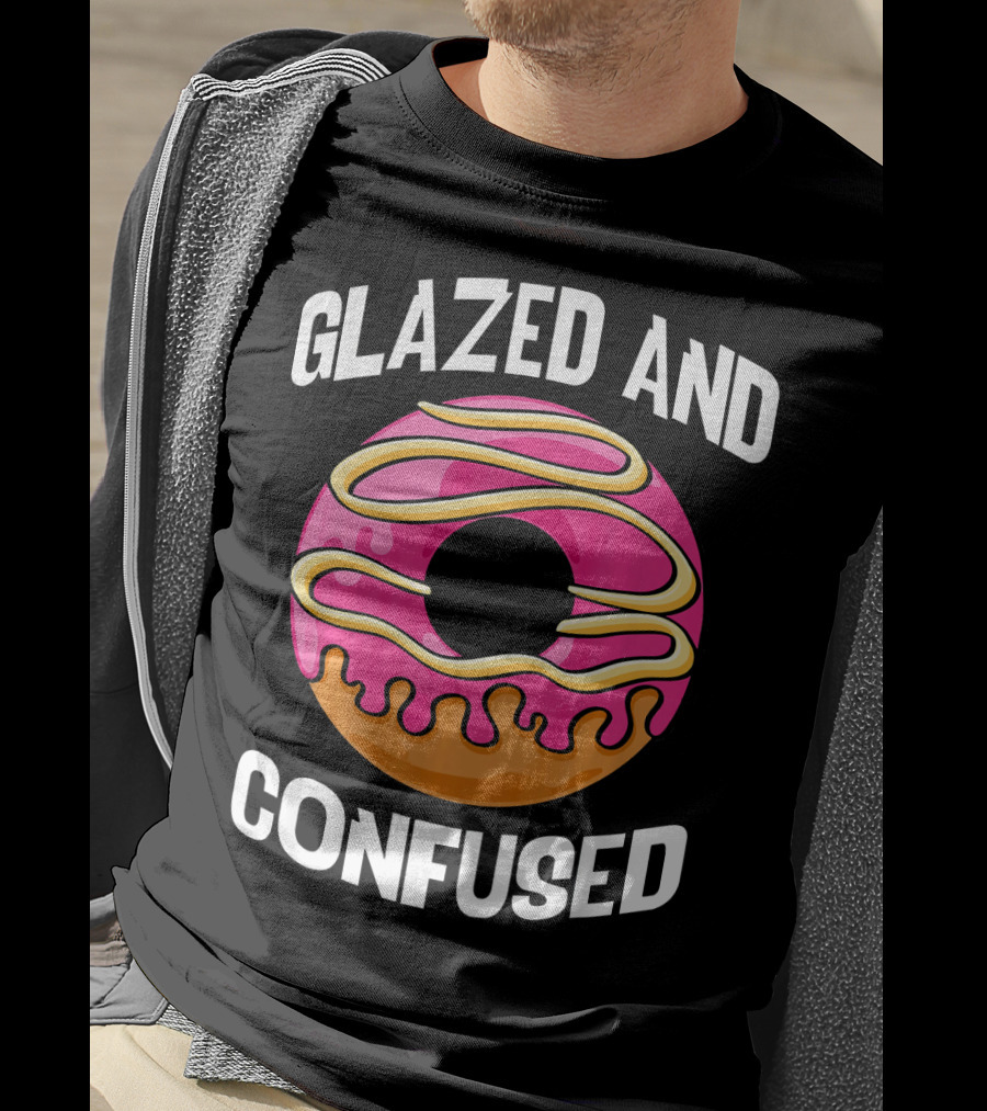 Glazed And Confused Pink Donut With Dripping Icing T-Shirt