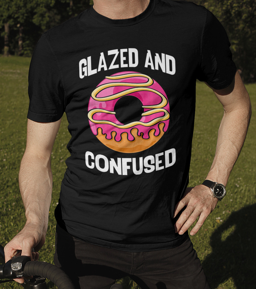 Glazed And Confused Pink Donut With Dripping Icing T-Shirt