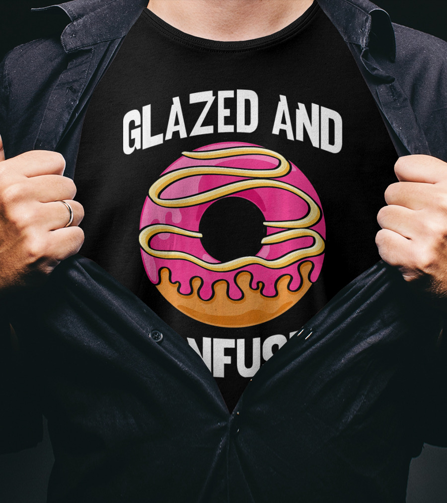 Glazed And Confused Pink Donut With Dripping Icing T-Shirt