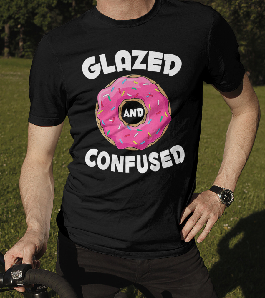 Glazed And Confused Funny Donut Lovers Pink Sprinkles T-Shirt