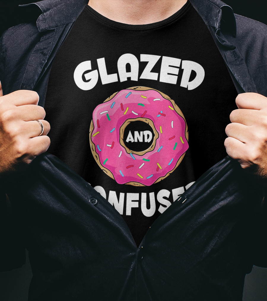 Glazed And Confused Funny Donut Lovers Pink Sprinkles T-Shirt