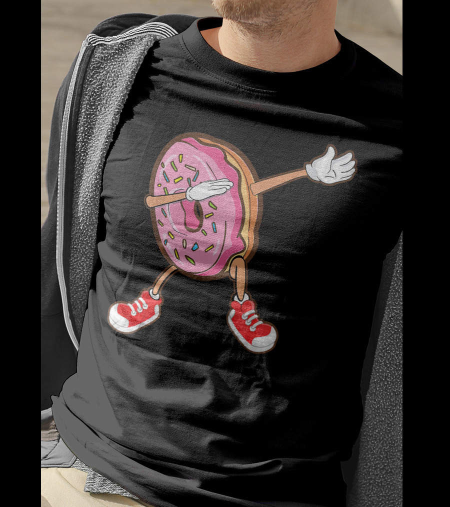 Dabbing Strawberry Frosted Donut With Sprinkles And Red Sneakers T-Shirt