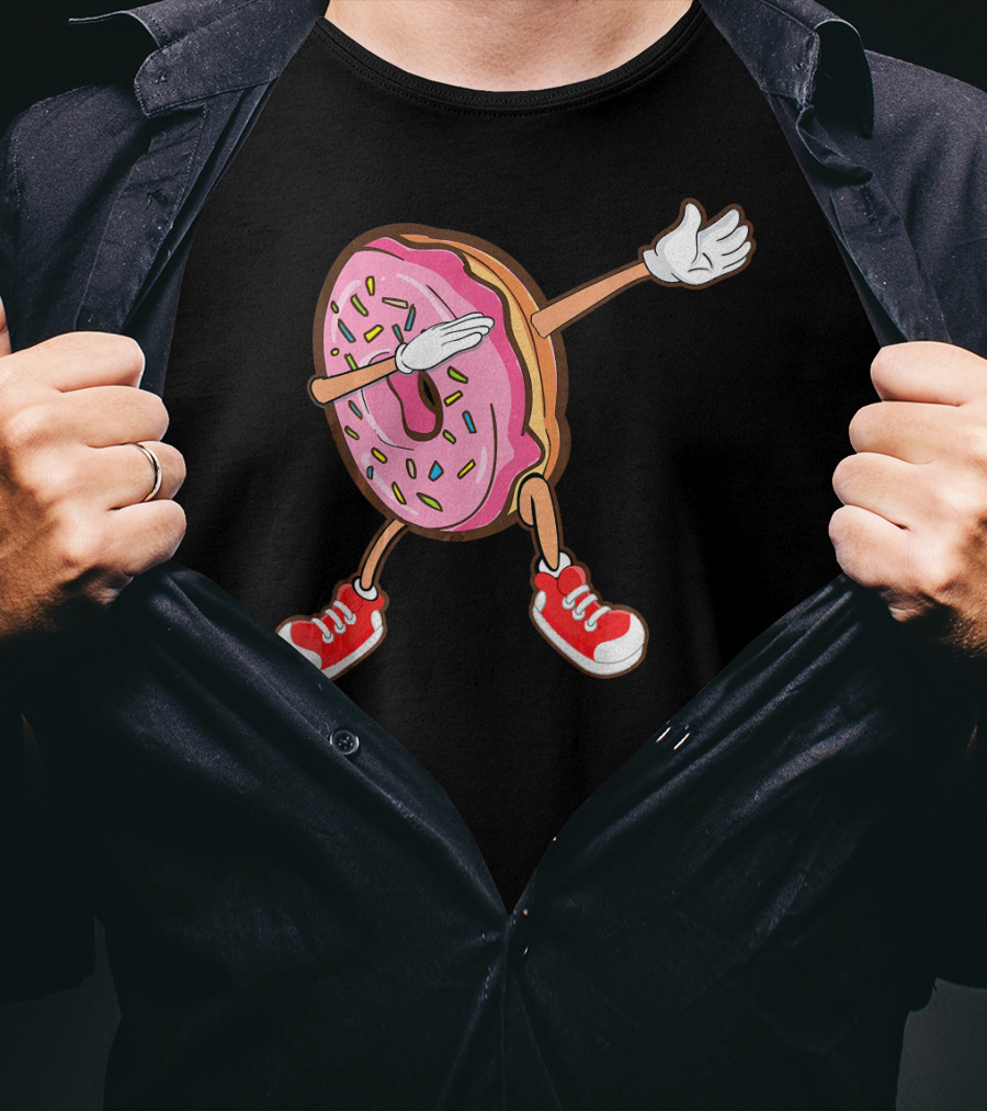 Dabbing Strawberry Frosted Donut With Sprinkles And Red Sneakers T-Shirt