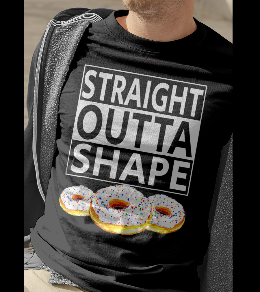 Straight Outta Shape Funny Workout Donut T-Shirt