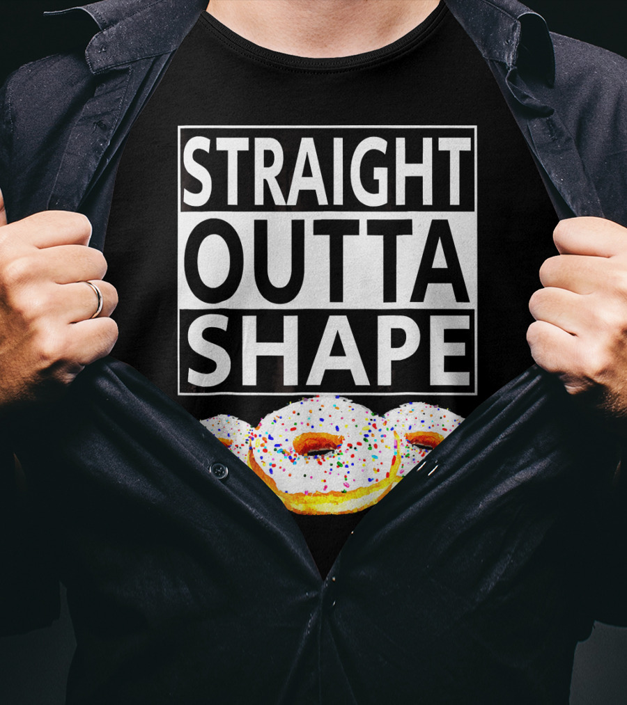 Straight Outta Shape Funny Workout Donut T-Shirt